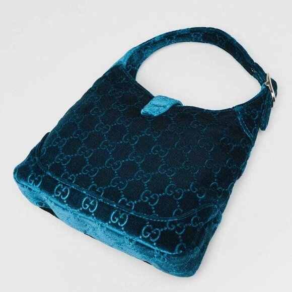Gucci Teal Velvet GG Jackie 1961 Small Crossbody Bag - Picture 3 of 10